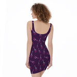Purple And Teal Giraffe Pattern Print Sleeveless Bodycon Dress