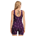 Purple And Teal Giraffe Pattern Print Sleeveless One Piece Swimsuit