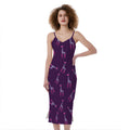 Purple And Teal Giraffe Pattern Print Slim Fit Midi Cami Dress