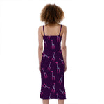 Purple And Teal Giraffe Pattern Print Slim Fit Midi Cami Dress