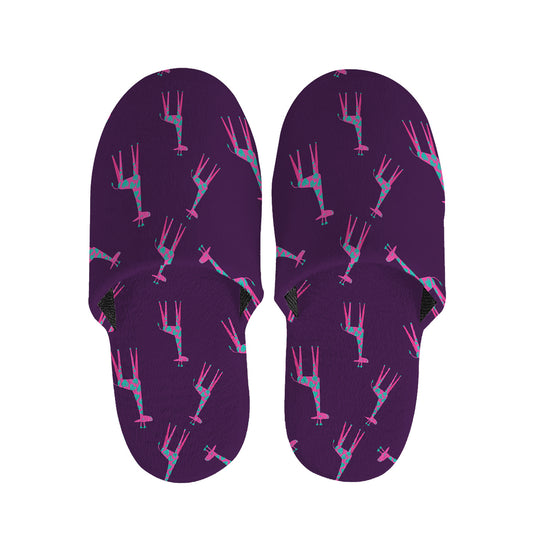 Purple And Teal Giraffe Pattern Print Slippers