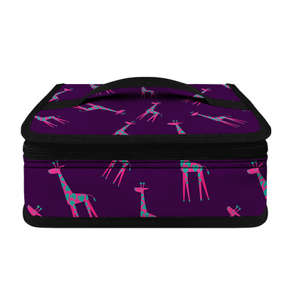 Purple And Teal Giraffe Pattern Print Small Lunch Bag