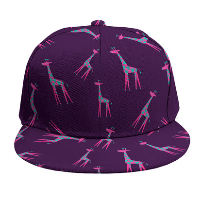 Purple And Teal Giraffe Pattern Print Snapback Cap