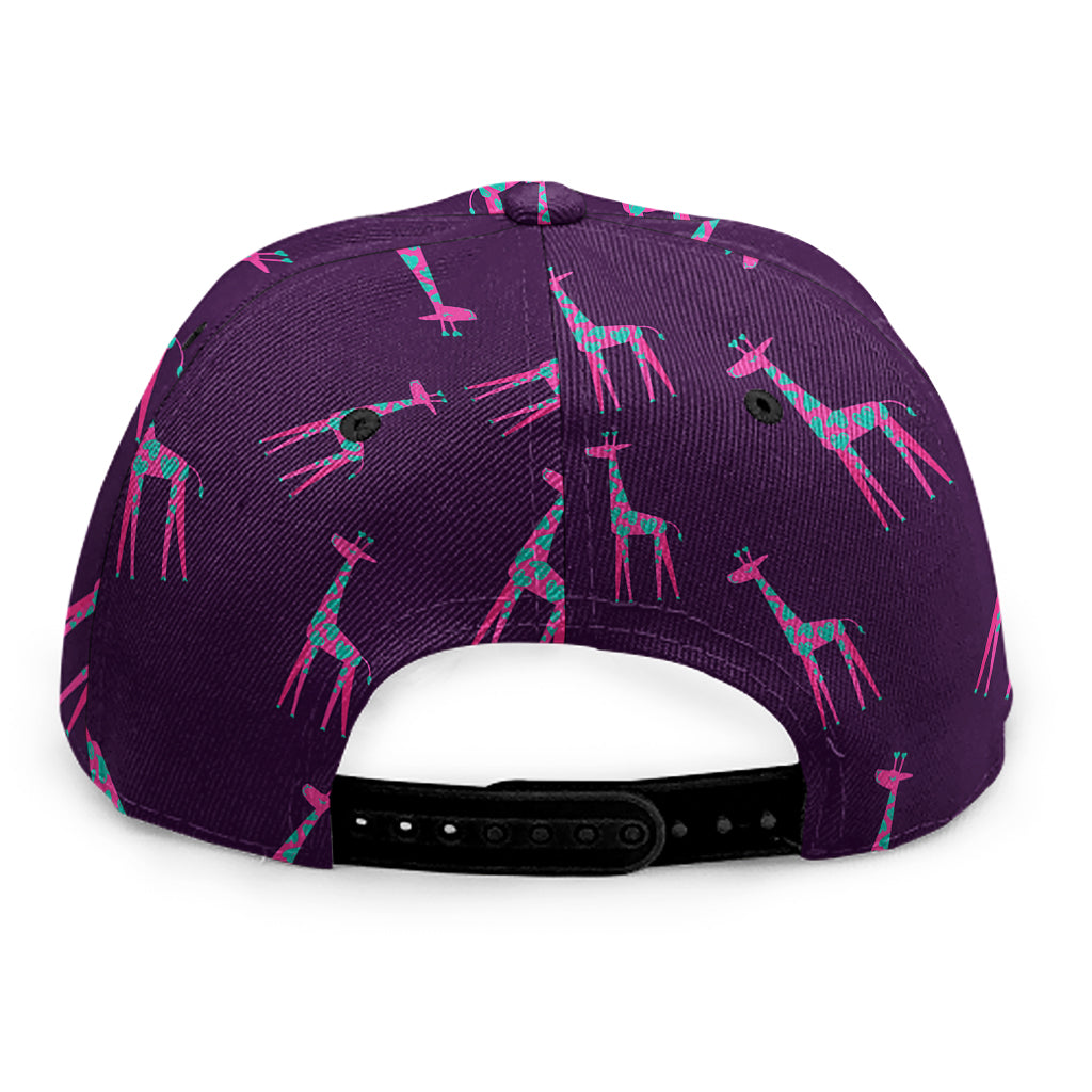 Purple And Teal Giraffe Pattern Print Snapback Cap