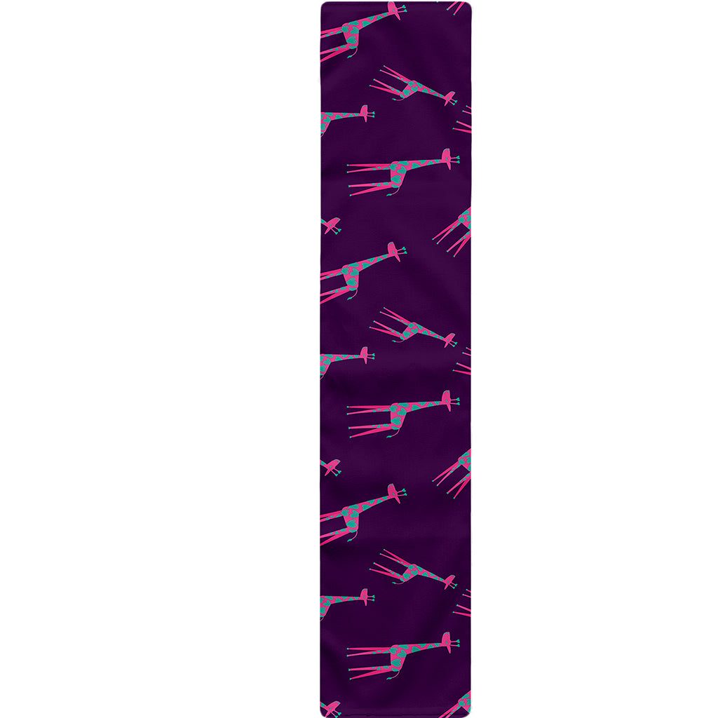 Purple And Teal Giraffe Pattern Print Table Runner