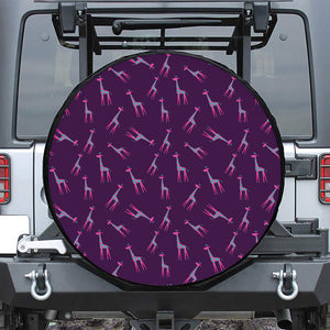 Purple And Teal Giraffe Pattern Print Tire Cover