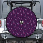 Purple And Teal Giraffe Pattern Print Tire Cover With Camera Hole