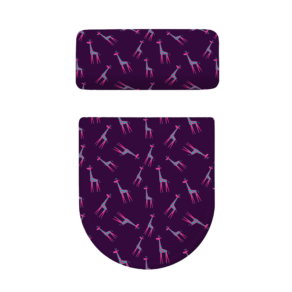 Purple And Teal Giraffe Pattern Print Toilet Lid And Tank Cover Set