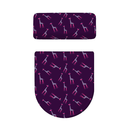 Purple And Teal Giraffe Pattern Print Toilet Lid And Tank Cover Set