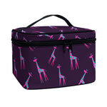 Purple And Teal Giraffe Pattern Print Travel Makeup Bag