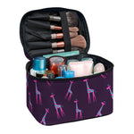 Purple And Teal Giraffe Pattern Print Travel Makeup Bag
