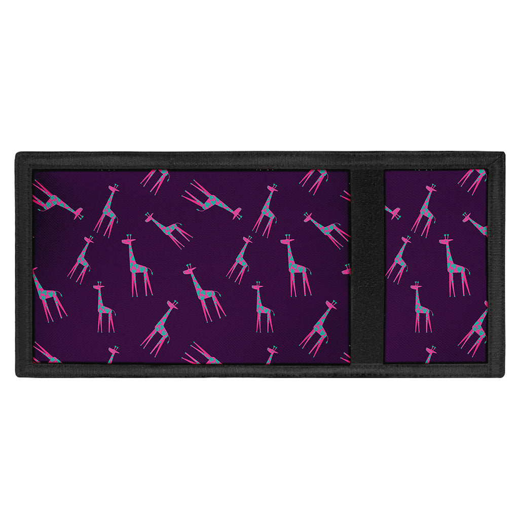 Purple And Teal Giraffe Pattern Print Trifold Wallet
