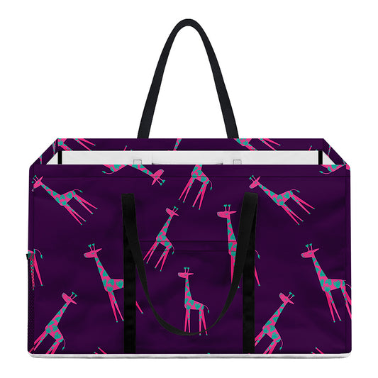 Purple And Teal Giraffe Pattern Print Utility Tote Bag