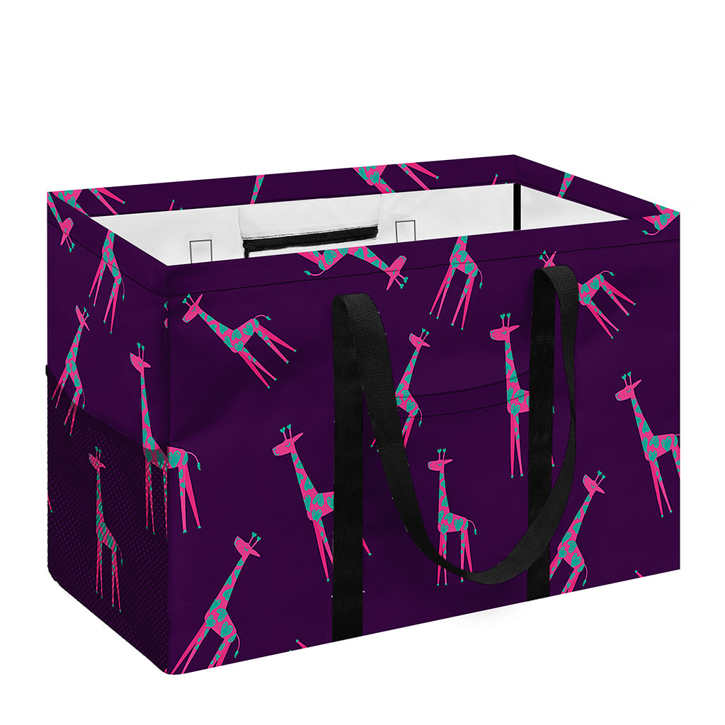 Purple And Teal Giraffe Pattern Print Utility Tote Bag