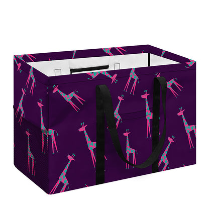 Purple And Teal Giraffe Pattern Print Utility Tote Bag