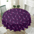 Purple And Teal Giraffe Pattern Print Waterproof Round Tablecloth