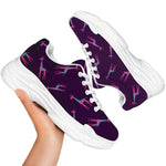 Purple And Teal Giraffe Pattern Print White Chunky Shoes