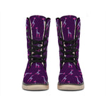 Purple And Teal Giraffe Pattern Print Winter Boots