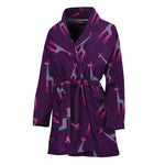 Purple And Teal Giraffe Pattern Print Women's Bathrobe
