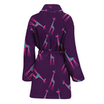 Purple And Teal Giraffe Pattern Print Women's Bathrobe