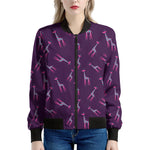 Purple And Teal Giraffe Pattern Print Women's Bomber Jacket