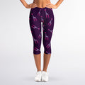 Purple And Teal Giraffe Pattern Print Women's Capri Leggings