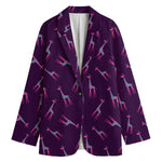 Purple And Teal Giraffe Pattern Print Women's Cotton Blazer