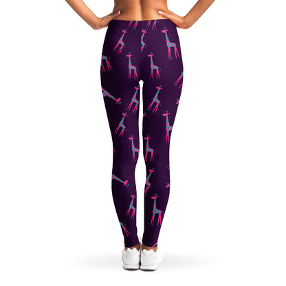 Purple And Teal Giraffe Pattern Print Women's Leggings
