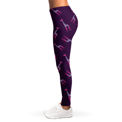 Purple And Teal Giraffe Pattern Print Women's Leggings