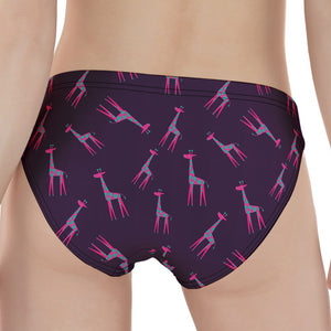 Purple And Teal Giraffe Pattern Print Women's Panties