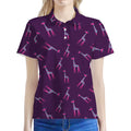 Purple And Teal Giraffe Pattern Print Women's Polo Shirt