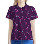 Purple And Teal Giraffe Pattern Print Women's Polo Shirt