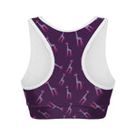 Purple And Teal Giraffe Pattern Print Women's Sports Bra