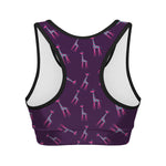 Purple And Teal Giraffe Pattern Print Women's Sports Bra