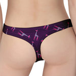 Purple And Teal Giraffe Pattern Print Women's Thong