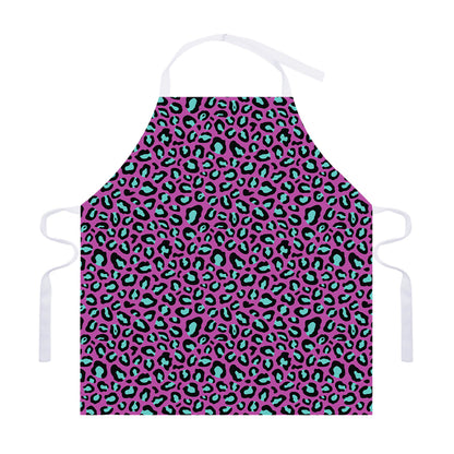 Purple And Teal Leopard Pattern Print Adjustable Apron