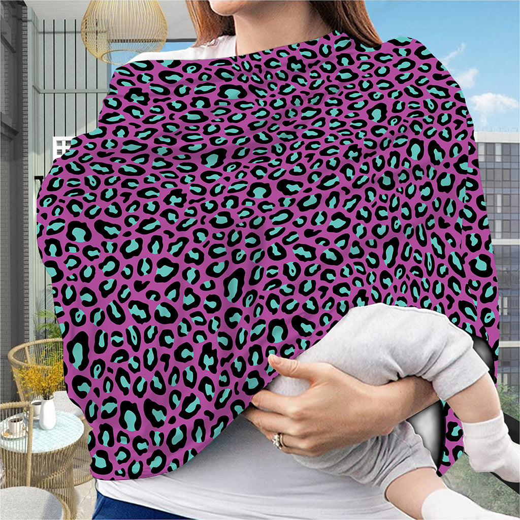 Purple And Teal Leopard Pattern Print Baby Seat Cover
