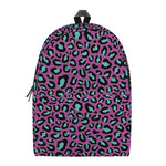Purple And Teal Leopard Pattern Print Backpack