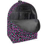 Purple And Teal Leopard Pattern Print Backpack
