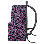 Purple And Teal Leopard Pattern Print Backpack