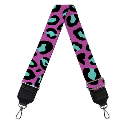 Purple And Teal Leopard Pattern Print Bag Strap
