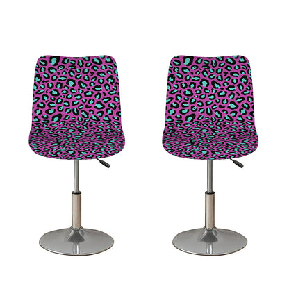 Purple And Teal Leopard Pattern Print Bar Stool Covers