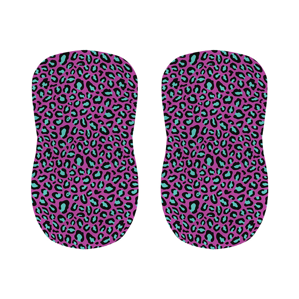 Purple And Teal Leopard Pattern Print Bar Stool Covers