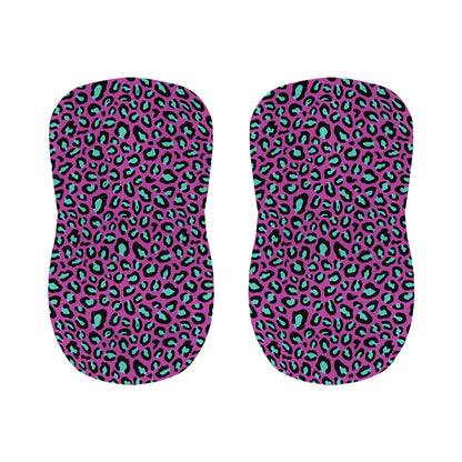 Purple And Teal Leopard Pattern Print Bar Stool Covers