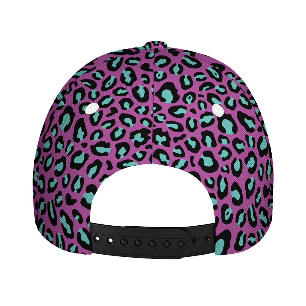 Purple And Teal Leopard Pattern Print Baseball Cap