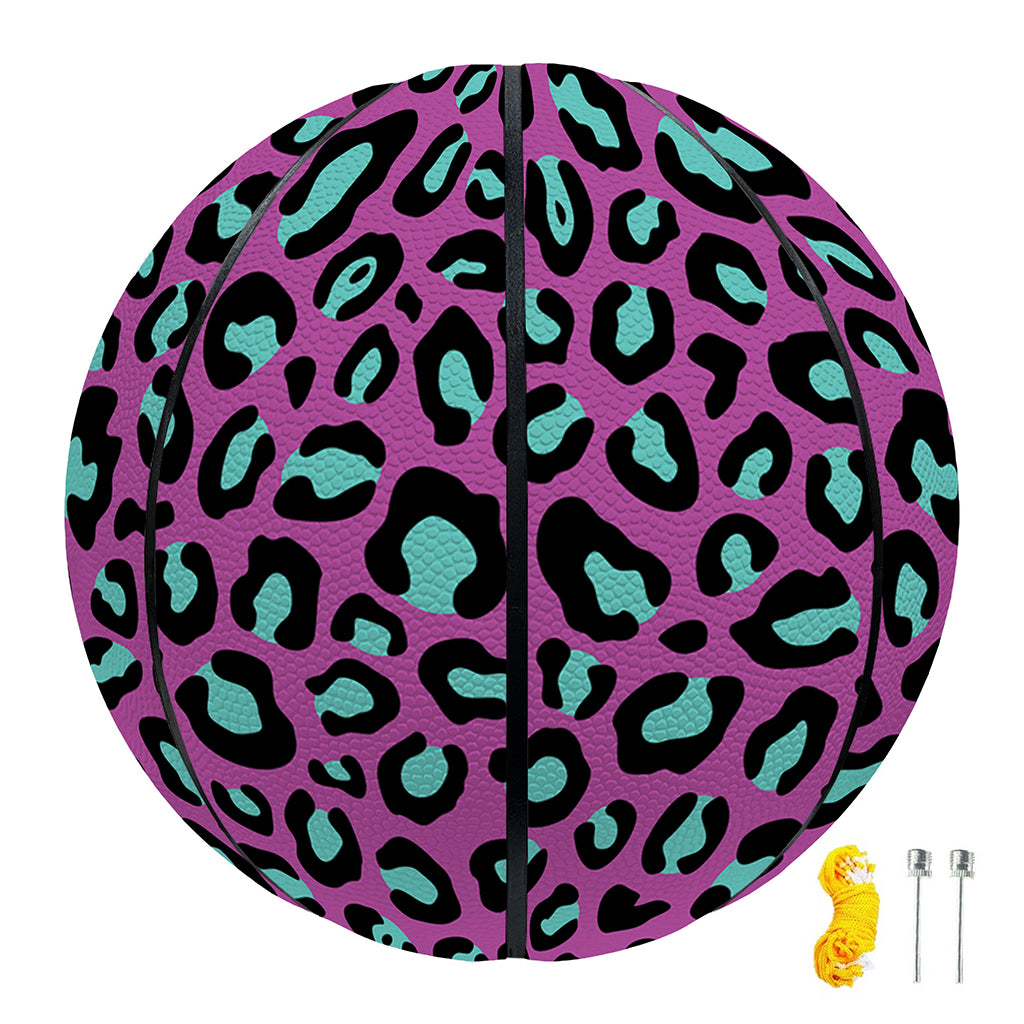 Purple And Teal Leopard Pattern Print Basketball