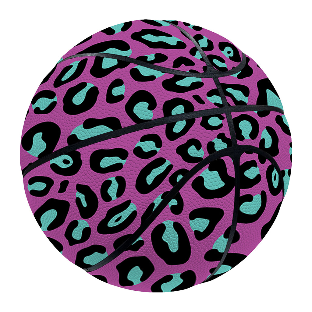 Purple And Teal Leopard Pattern Print Basketball