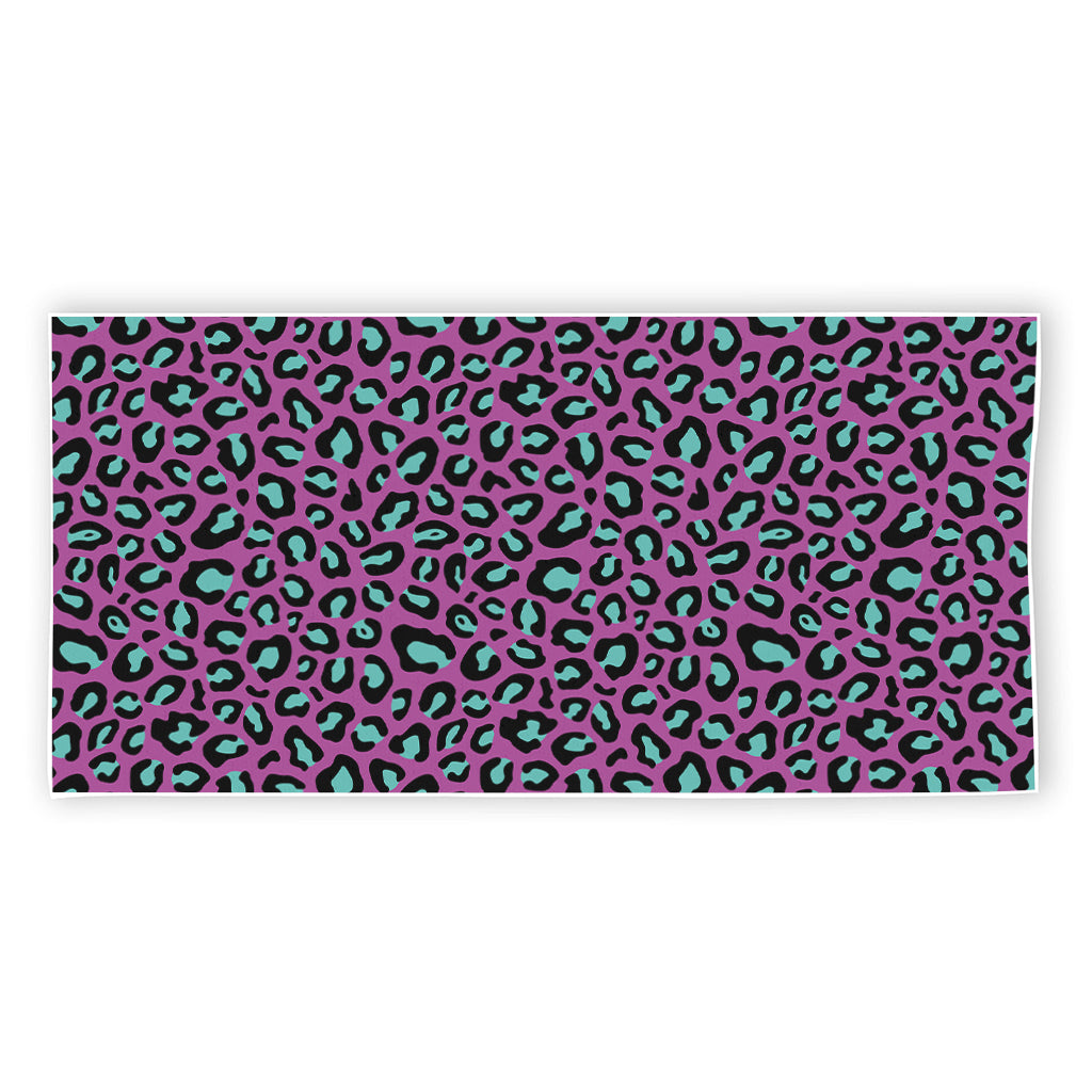 Purple And Teal Leopard Pattern Print Beach Towel