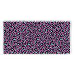 Purple And Teal Leopard Pattern Print Beach Towel