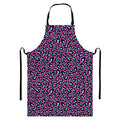 Purple And Teal Leopard Pattern Print Bib Apron With Pocket